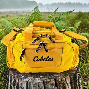 Cabela's Duffle Bag Yellow Handled Carry On Outdoors Organized Pockets Travel